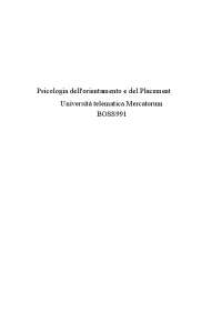 PSICOLOGIA DELL'ORIENTAMENTO E DEL PLACEMENT MERCATORUM LM-51