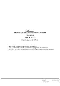 Paniere TECNOLOGIE DELL'INFORMAZIONE PER GLI PSICOLOGI prof.ssa Bacuccoli Roberta