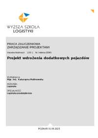 Projekt wdrożenia dodatkowych pojazdów