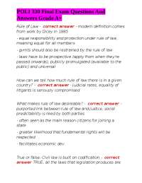 POLI 330 Final Exam Questions And Answers Grade A+