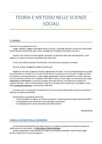 Appunti Teoria e metodi nelle scienze sociali - prof. Introini integrati con libro