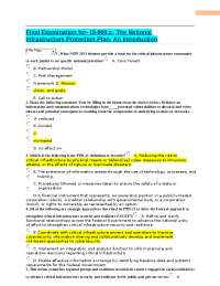 Final Examination for- IS-860.c- The National Infrastructure Protection Plan- An Introduct