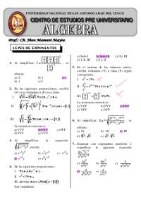 Ejercicios de Álgebra: Leyes de Exponentes