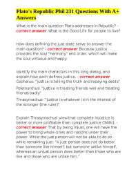 Plato's Republic Phil 231 Questions With A+ Answers