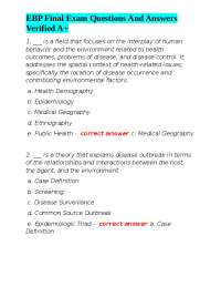 EBP Final Exam Questions and Answers