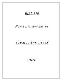 BIBL 110 NEW TESTAMENT SURVEY COMPLETED EXAM 2024