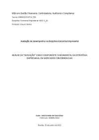 ANÁLISE DA "INOVAÇÃO" COMO COMPONENTE FUNDAMENTAL DA ESTRATÉGIA 
EMPRESARIAL