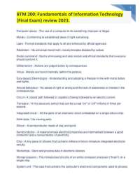 BTM 200: Fundamentals of Information Technology (Final Exam) review 2023-2024