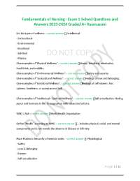 Fundamentals of Nursing - Exam 1 Solved Questions and Answers 2023-2024 Graded A+ Rasmusse