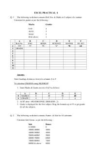 ms excel practical for student