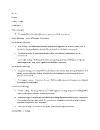 Ecology and Evolution: Principles and Adaptations - Prof. Cagay