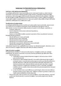 Riassunto capitoli 1,2,3,7,10,11,15 del manuale di psicopatologia perinatale