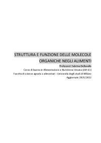 STRUTTURA E FUNZIONE DELLE MOLECOLE ORGANICHE NEGLI ALIMENTI
