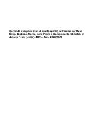 Domande d'esame Stress Biotici e Abiotici delle Piante Antonio Prodi UNIBO