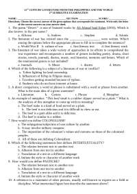 2nd Summative Exam: 21st Century Literature from the Philippines and the World