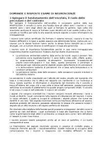 Domande e risposte dell'esame di Neuroscienze