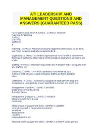 ATI LEADERSHIP AND MANAGEMENT QUESTIONS AND ANSWERS (GUARANTEED PASS) 2024