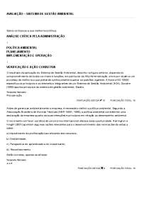Avaliação sobre Sistema de Gestão Ambiental: ISO 14000