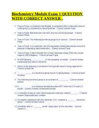Biochemistry Module Exam 1 QUESTION WITH CORRECT ANSWER .