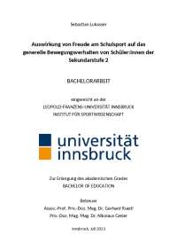 Bachelorarbeit Bewegung und Sport