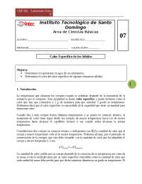Determinación del calor específico de sólidos: Experimento en el laboratorio de física