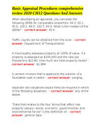 Basic Appraisal Procedures comprehensive review 2020 CH12 Questions And Answers