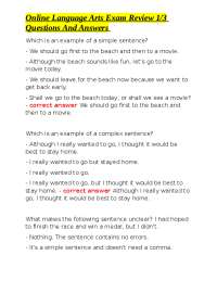 Online Language Arts Exam Review 1/3 Questions And Answers