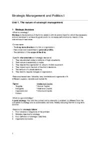 Strategic Management: Decisions, Objectives & Stakeholders