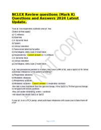 NCLEX Review questions (Mark K) Questions and Answers 2024 Latest Update.