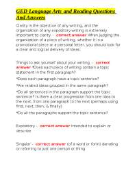 GED Language Arts and Reading Questions And Answers