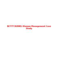 Betty Burns iHuman Management Case Study Performance Overview
