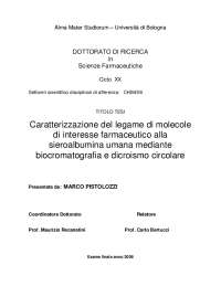 Studi sul legame di farmaci alla HSA: siti di legame, costanti d'affinità e interazioni