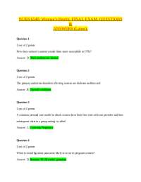 NURS 6540: Women’s Health. FINAL EXAM. QUESTIONS &
ANSWERS (Latest).