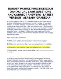 BORDER PATROL PRACTICE EXAM 2024 ACTUAL EXAM QUESTIONS AND CORRECT ANSWERS | LATEST ED