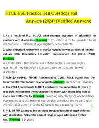 FTCE ESE Practice Test Questions and Answers