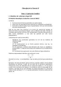 Modelos de cobertura legal: Modelo Nomológico Deductivo General - Prof. San Pedro