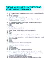 FINRA Practice SIE Exam QUESTIONS WITH VERIFIED ANSWERS.