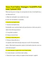 Texas Food Safety Managers Test