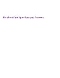 Biochem Final Questions and Answers