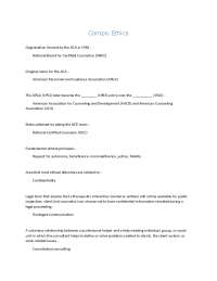 Important Concepts in Counseling Ethics