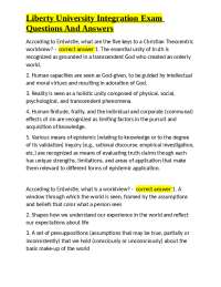 Liberty University Integration Exam Questions And Answers