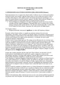 Riassunto del manuale di scienze delle religioni (Filoramo/Spineto/Giorda)