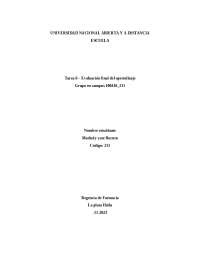 Evaluación final de aprendizaje: Reacciones químicas y su uso industrial