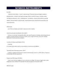 Psychological Assessment Instruments