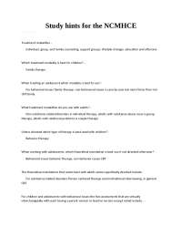 Study Hints for the NCMHCE