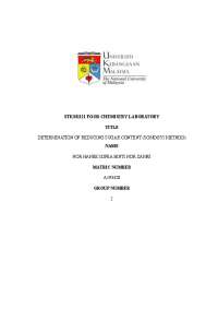 Lab Report Determination of Reducing Sugar Content (Somogyi Method)