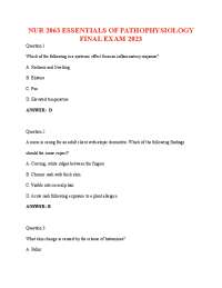 Pathophysiology Final Exam Review: NUR 2063 Practice Questions