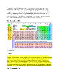 Periodic Table: Structure, Trends, and Properties