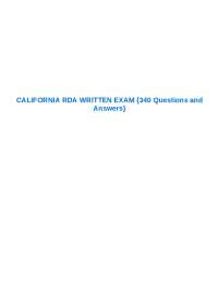 California RDA Written Exam Questions and Answers