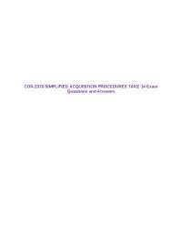 CON 2370 SIMPLIFIED ACQUISITION PROCEDURES TAKE 14 Exam Questions and Answers